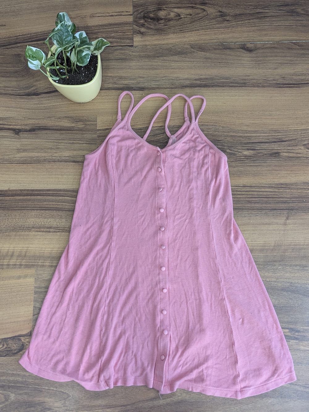 Roxy Button-Front Spaghetti Strap Women's Tank Pink Dress